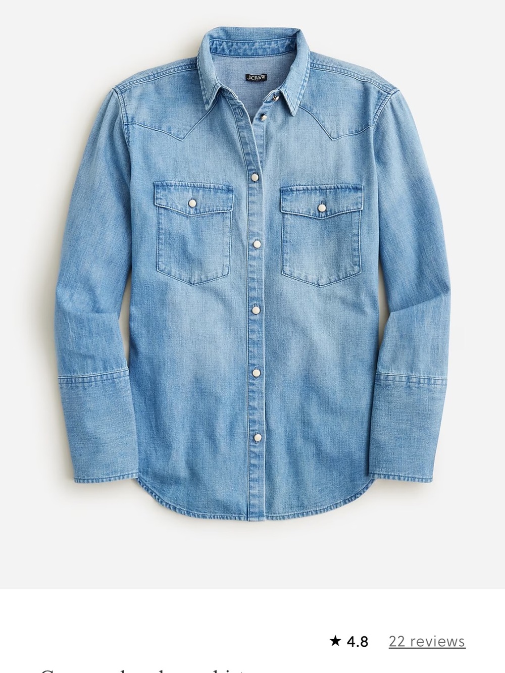 J.Crew Light Blue Denim Western Shirt. EUC